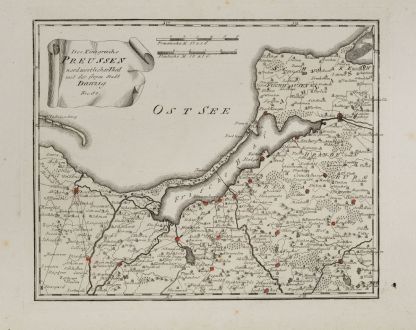 Antike Landkarten, von Reilly, Polen, Preussen, 1791: Des Königreichs Preussen nordwestlicher Theil mit der freyen Stadt Danzig