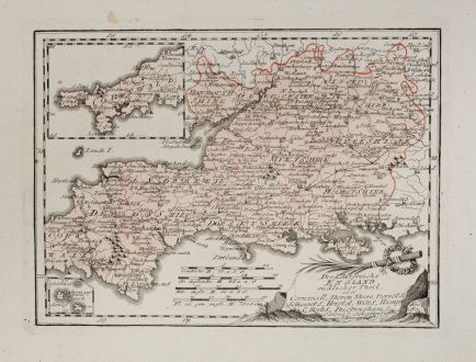 Antique Maps, von Reilly, British Isles, England, 1791: Des Königreichs England südlicher Theil, oder Cornwall Shire, Devon Shire, Derset S., Somerset S., Bristol, Wilt S., Hamp...