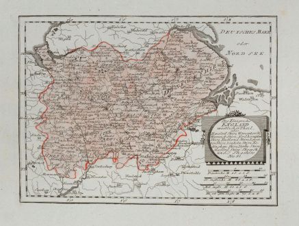 Antique Maps, von Reilly, British Isles, England, 1791: Des Königreichs England westlicher Theil, oder Hereford Shire ... Linkoln Shire ... Sheshire