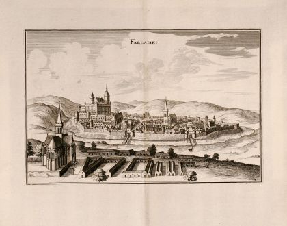 Antique Maps, Merian, France, Falaise, Basse Normandy, 1657: Fallaise