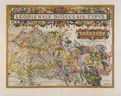 Antike Landkarten, Ortelius, Benelux, Belgien, 1598: Leodiensis Dioecesis Typus