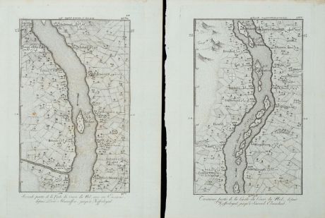 Antike Landkarten, Norden, Ägypten, Nil, 1795: Cours du Nil