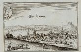 Antike Ansicht von Großbottwar, Baden-Württemberg. Gedruckt bei M. Merian im Jahre 1643 in Frankfurt.