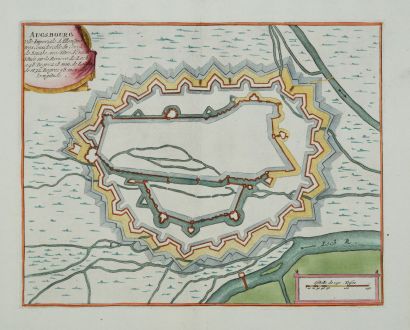 Antike Landkarten, de Fer, Deutschland, Bayern, Augsburg, 1695: Ausbourg. Ville Imperiale d'Allemagne...