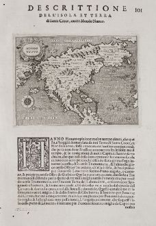 Antike Landkarten, Porcacchi, Nordamerika, 1572: Mondo Nuovo - Descrittione dell'Isola et Terra di di Santa Croce, ouero Mondo Nuovo.