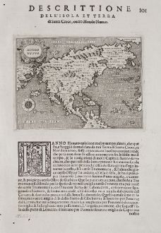 Antique Maps, Porcacchi, North America, 1572: Mondo Nuovo - Descrittione dell'Isola et Terra di di Santa Croce, ouero Mondo Nuovo.