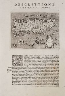 Antique Maps, Porcacchi, Greece, Crete, 1572: Candia - Descrittione dell'Isola di Candia.