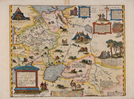 Antique Maps, Ortelius, Russia, 1570: Russiae, Moscoviae et Tartariae Descriptio. Auctore Antonio Ienkensono Anglo, Edita Londini Anno 1562 ...