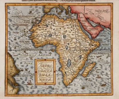 Antique Maps, Münster, Africa Continent, 1588 (1598): Affricae tabula nova / Africa, Lybia, Morenlandt, mit allen Königreichen so jetziger Zeit darumb