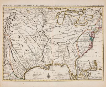 Antike Landkarten, Covens and Mortier, Nordamerika, Mississippi, Louisiana, 1730: Carte De La Louisiane et du Cours du Mississipi