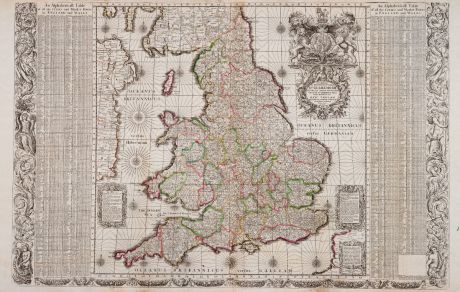 Antike Landkarten, Adams, Britische Inseln, England und Wales, 1679 (1699): [Angliae totius tabula...] - An Alphabeticall Table of all the Cities and Market Towns in England and Wales - Serenissimo ac...