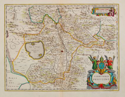 Antique Maps, Blaeu, Italy, Umbria, Perugia, 1664-65: Territorio Perugino