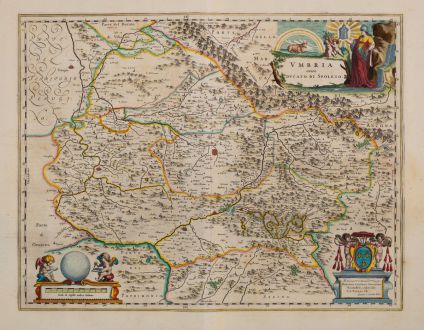 Antike Landkarten, Blaeu, Italien, Umbrien, 1664-65: Umbria overo Ducato di Spoleto