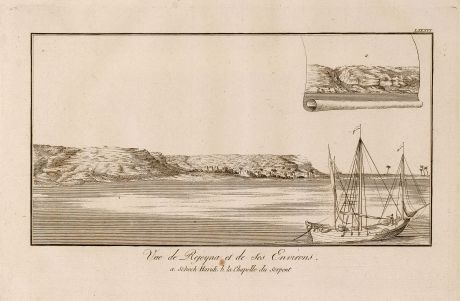 Antike Landkarten, Norden, Ägypten, Ägypten, Nil, Schiffe, 1795: Vue de Rejeyna et de ses Environs.