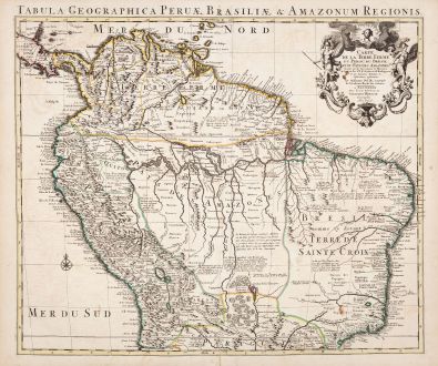 Antique Maps, de l Isle, South America, 1730: Carte de la Terre Ferme, du Perou, du Bresil, et du Pays des Amazones...