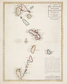 Antike Landkarten, de l Isle, Mittelamerika - Karibik, Kleine Antillen, 1730: Carte des Antilles Francoises et des Isles Voisines...