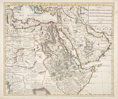 Antike Landkarten, de l Isle, Ägypten, 1730: Carte de l'Egypte de la Nubie de l'Abissinie