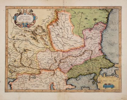 Antique Maps, Mercator, Balkan, Eastern Balkans, Serbia, Bulgaria, Romania: Walachia, Servia, Bulgaria, Romania