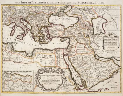 Antike Landkarten, Jaillot, Türkei, Osmanisches Reich, 1696: Estats de l'Empire du Grand Seigneur des Turcs en Europe, es Asie, et en Afrique / Nova Imperii Turcarum...