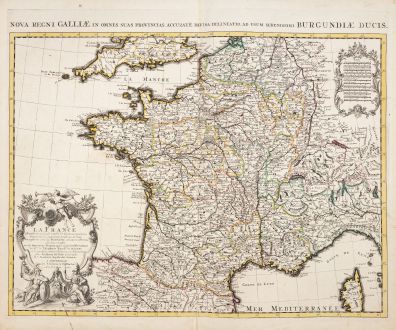 Antique Maps, de l Isle, France, 1721: La France / Nova regni Galliae in omnes suas Provincias...