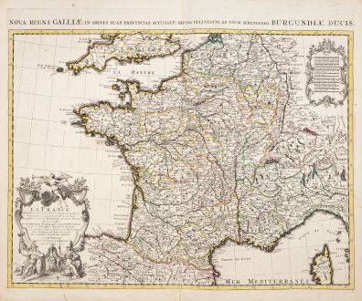 Antike Landkarten, de l Isle, Frankreich, 1721: La France / Nova regni Galliae in omnes suas Provincias...