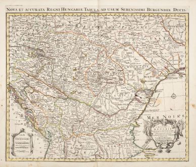 Antique Maps, de l Isle, Austria - Hungary, 1730: Le Royaume de Hongrie et des Pays qui en Dependoient Autrefois / Nova et Accurata Regni Hungariae Tabula