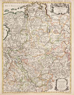 Antique Maps, Jaillot, Germany, North Rhine-Westphalia, 1730: Le Cercle de Westphalie divise en tous ses Estats / Nova Circuli Westphaliae...