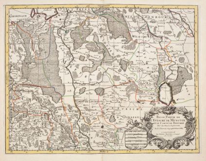 Antique Maps, Sanson, Germany, North Rhine-Westphalia, 1730: Basse Partie de l'Evesche de Munster, et le Comte de Benthem