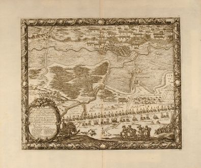 Antique Maps, von Pufendorf, Poland, Ujscie, 1697: Repraesentatio Difficiliarum Viarum circa Oppidum Ousztie et quomodo D. Marschallus comes Wittembergius ...