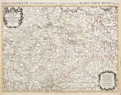 Antique Maps, Jaillot, Germany, Saxony, 1696: Le Cercle de la Haute Saxe ou sont Compris le Duche et Electorat de Saxe...