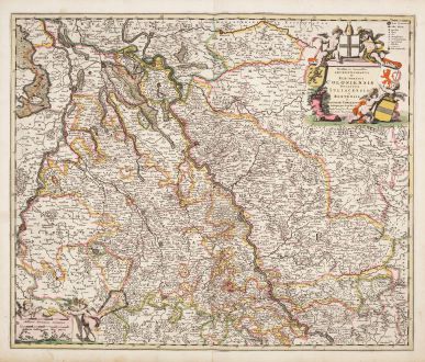 Antique Maps, de Wit, Germany, North Rhine-Westphalia, 1680: Novissima et Accuratissima Archiepiscopatus et Electoratus Coloniensis Ducatuum Iuliacensis et Montensis et Meursiae...