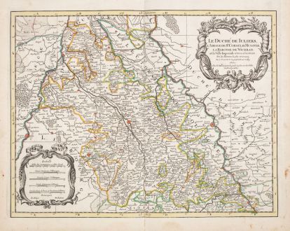 Antike Landkarten, Sanson, Deutschland, Nordrhein-Westfalen, 1680: Le Duche de Iuliers...