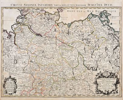 Antique Maps, Sanson, Germany, Northern Germany, 1690: Le Cercle de la Basse Saxe / Circuli Saxoniae Interioris...