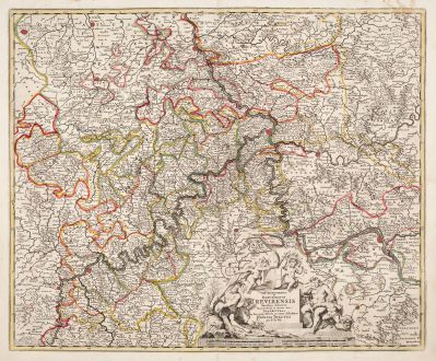 Antike Landkarten, de Wit, Deutschland, Rheinland-Pfalz, 1680: Archiepiscopatus et Electoratus Trevirensis Novissima Delineatio ... Tabula Accurate Describitur Eyfalia Tractus