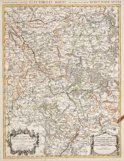 Antike Landkarten, Jaillot, Deutschland, Nordrhein-Westfalen, 1690: Le Cercle Eslectoral du Rhein divise en touts les Estats qui le composent