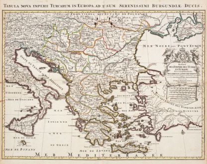 Antike Landkarten, Jaillot, Türkei, 1730: Estats de l'Empire des Turqs en Europe / Tabula Nova Imperii Turcarum