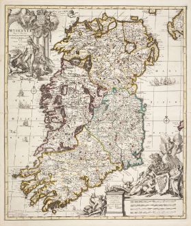 Antique Maps, Allard, Ireland, 1730: Hyberniae Regni in Provincias Ultoniam, Connachian, Lageniam, Momoniamq Divisi Tabula Accuratissima ...