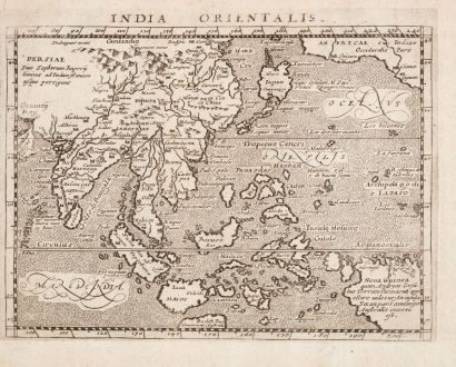 Antique Maps, Magini, Southeast Asia, 1596: India Orientalis