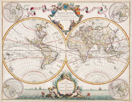 Antique Maps, Covens and Mortier, World Map, 1730: Mappe-Monde Dresse sur les Observations de Mrs de l'Academie Royale des Sciences