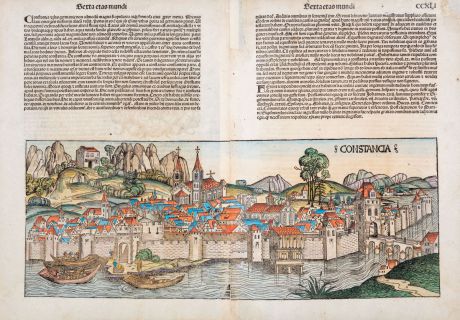Antike Landkarten, Schedel, Deutschland, Baden-Württemberg, Bodensee, Konstanz: Constancia