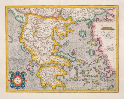 Antike Landkarten, Mercator, Griechenland, 1628: Graecia