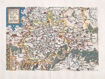 Antike Landkarten, Quad, Deutschland, Brandenburg, Sachsen, Meißen, Lausitz: Misniae Et Lusatiae Tabula