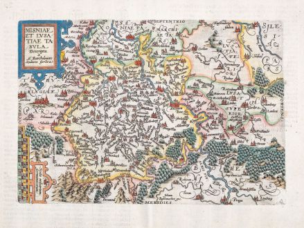 Antique Maps, Quad, Germany, Brandenburg, Sachsen, Meißen, Lausitz, 1600: Misniae Et Lusatiae Tabula