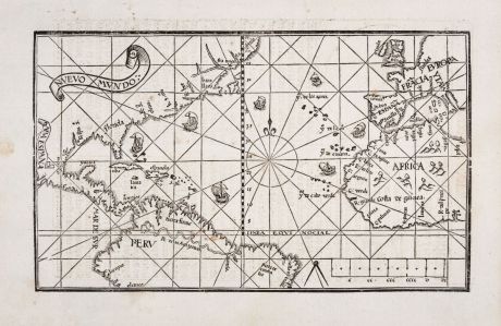 Antique Maps, de Medina, Atlantic Ocean, 1545: Nuevo Mundo