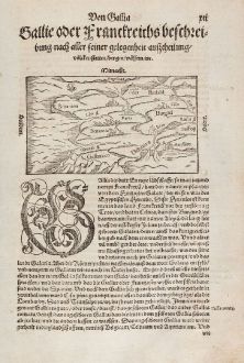Antike Landkarten, Münster, Frankreich, 1550: Gallie oder Franckreichs beschreibung nach aller seiner gelegenheit...