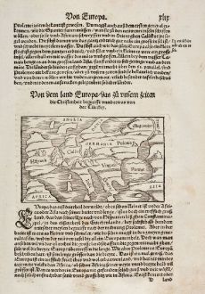 Antique Maps, Münster, Europe Continent, 1550: Von dem Land Europa, das zu unsern zeiten die Christenheit begreifft unnd etwas von der Türckey.