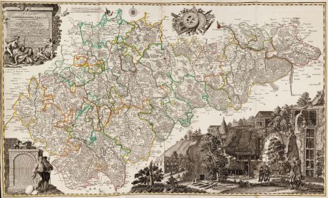 Antique Maps, Schenk, Saxony, Erzgebirge, Ore Mountains, 1752-56: Carte von Ertzgebürgischen Creysse in Churfurstenthum Sachssen mit allen derinnen befindlichen Aembtern und Herrschafften...