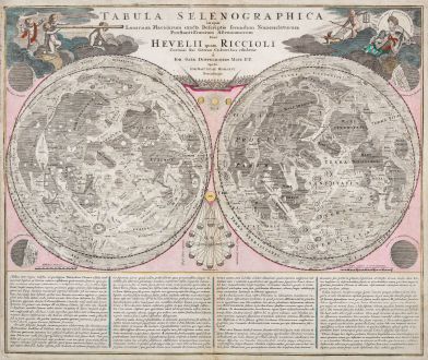 Antike Landkarten, Doppelmayr, Mondkarte, 1730: Tabula Selenographica in qua Lunarium Macularum