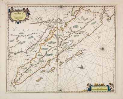 Antike Landkarten, Valk & Schenk, Südost Asien, Sumatra, Indonesien, Malaysia: Sumatrae et Insularum Locorum que Nonnull Orum Cir-cumia Centium Tabula Noua