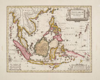 Antique Maps, Janssonius, Southeast Asia, 1630 (1690): Insularum Indiae Orientalis Nova Descriptio.